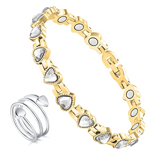 Pulsera magnética de desintoxicación linfática Jecanori para mujer, pulsera magnética de acero de titanio, pulseras, joyería magnética