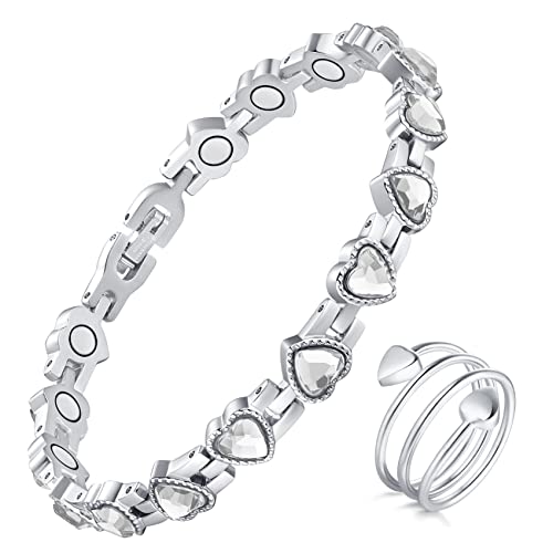 Pulsera magnética de desintoxicación linfática Jecanori para mujer, pulsera magnética de acero de titanio, pulseras, joyería magnética