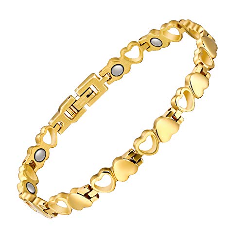 Pulsera magnética Jecanori para mujer, brazalete de acero de titanio, regalo de San Valentín con herramienta ajustable (serie Braveheart)