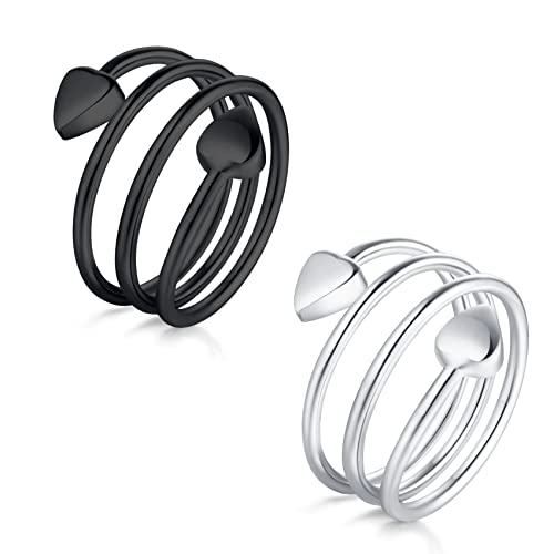 Anillos de cobre Jecanori para mujer, anillo magnético ajustable con forma de corazón de amor, anillos de cobre, regalo de joyería navideña con caja de anillo, regalo de anillos