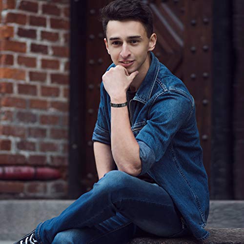Pulseras magnéticas Jecanori para hombres: pulsera de acero de titanio ultra para hombres con herramienta de extracción y caja de regalo de joyería