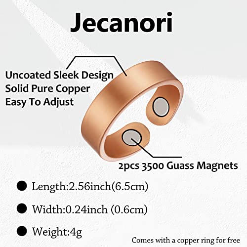 Pulsera magnética de cobre Jecanori 3X para hombres, pulsera magnética ultrarresistente de desintoxicación linfática y anillo de cobre