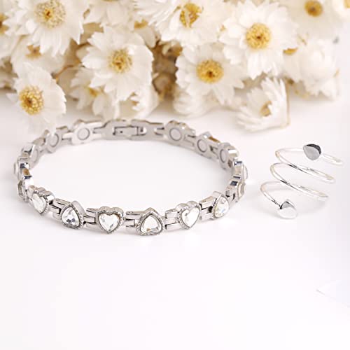 Pulsera magnética de desintoxicación linfática Jecanori para mujer, pulsera magnética de acero de titanio, pulseras, joyería magnética
