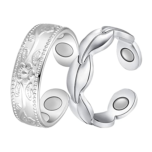 Anillos de cobre Jecanori para mujer, anillo magnético ajustable con forma de corazón de amor, anillos de cobre, regalo de joyería navideña con caja de anillo, regalo de anillos