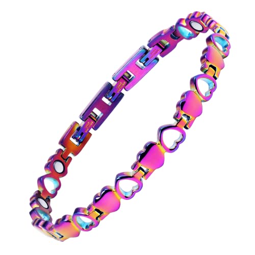 Pulsera magnética Jecanori para mujer, brazalete de acero de titanio, regalo de San Valentín con herramienta ajustable (serie Braveheart)
