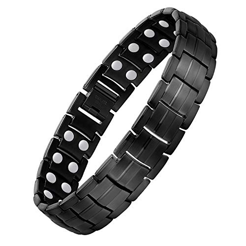 Pulseras magnéticas Jecanori para hombres: pulsera de acero de titanio ultra para hombres con herramienta de extracción y caja de regalo de joyería