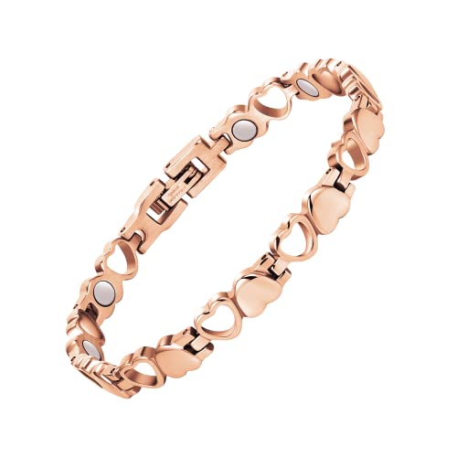 Pulsera magnética Jecanori para mujer, brazalete de acero de titanio, regalo de San Valentín con herramienta ajustable (serie Braveheart)