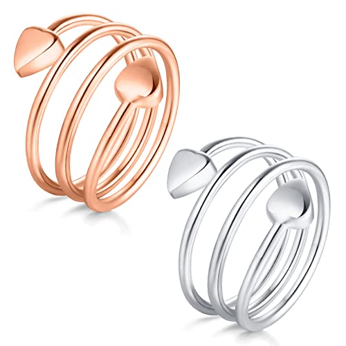 Anillos de cobre Jecanori para mujer, anillo magnético ajustable con forma de corazón de amor, anillos de cobre, regalo de joyería navideña con caja de anillo, regalo de anillos