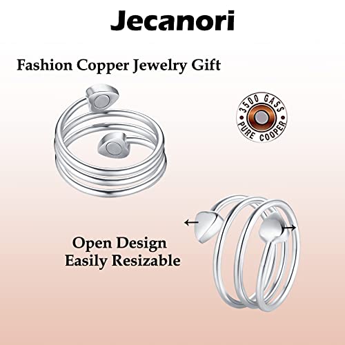 Anillos de cobre Jecanori para mujer, anillo magnético ajustable con forma de corazón de amor, anillos de cobre, regalo de joyería navideña con caja de anillo, regalo de anillos