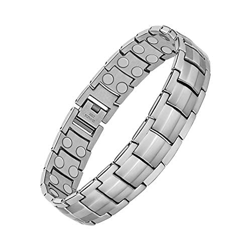 Pulseras magnéticas Jecanori para hombres: pulsera de acero de titanio ultra para hombres con herramienta de extracción y caja de regalo de joyería