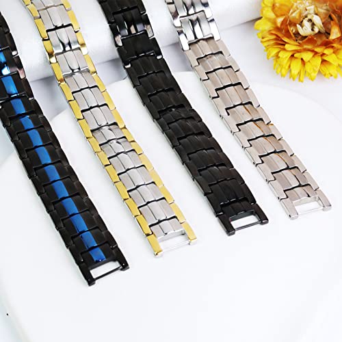 Pulseras magnéticas Jecanori para hombres: pulsera de acero de titanio ultra para hombres con herramienta de extracción y caja de regalo de joyería