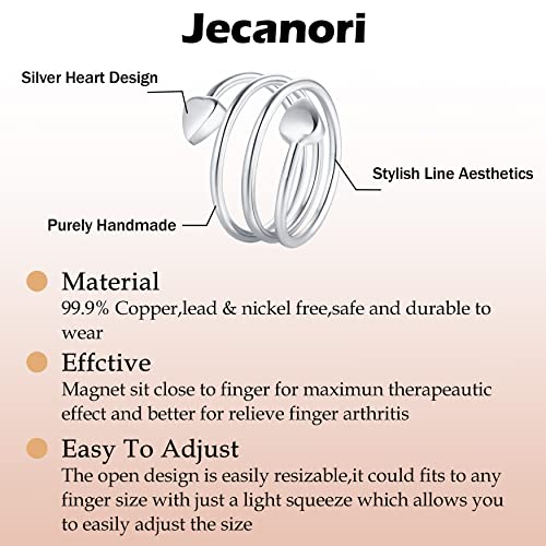 Anillos de cobre Jecanori para mujer, anillo magnético ajustable con forma de corazón de amor, anillos de cobre, regalo de joyería navideña con caja de anillo, regalo de anillos