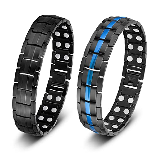 Pulseras magnéticas Jecanori para hombres: pulsera de acero de titanio ultra para hombres con herramienta de extracción y caja de regalo de joyería