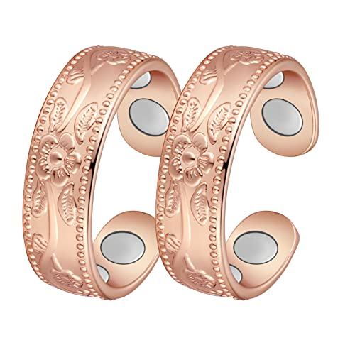 Anillos de cobre Jecanori para mujer, anillo magnético ajustable con forma de corazón de amor, anillos de cobre, regalo de joyería navideña con caja de anillo, regalo de anillos