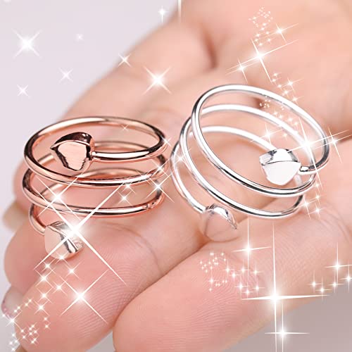 Anillos de cobre Jecanori para mujer, anillo magnético ajustable con forma de corazón de amor, anillos de cobre, regalo de joyería navideña con caja de anillo, regalo de anillos