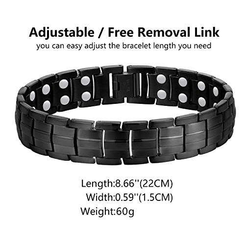 Pulseras magnéticas Jecanori para hombres: pulsera de acero de titanio ultra para hombres con herramienta de extracción y caja de regalo de joyería