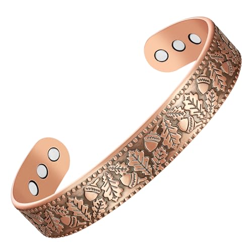 Jecanori Copper Magnetic Bracelets Oak Tree Pattern