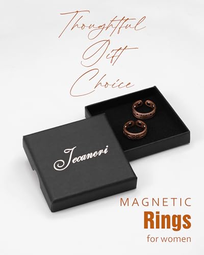 Copper Rings for Women, Pure Copper Magnetic Therapy Rings, Lymphatic Drainage Rings for Women(Copper-Flower)