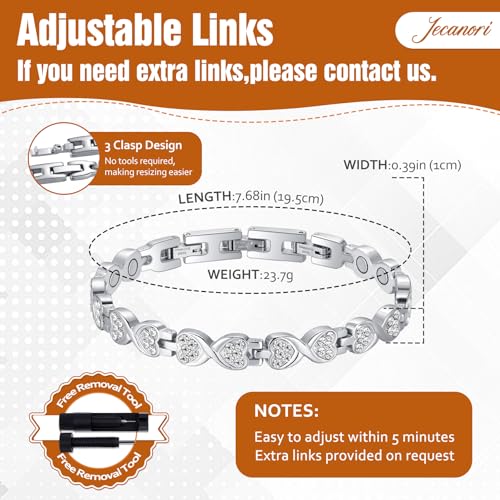 Jecanori Effective Ultra Strength 3800 Gauss Stainless Steel Magnet Bracelet