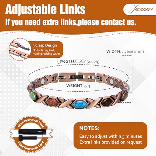 Jecanori Pure Copper Bracelets for Women, Colorful Turquoise