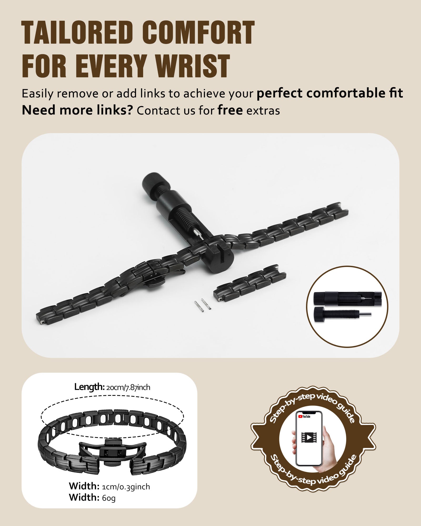 Jecanori 5X Strength Magnetic Bracelets for Women —Updated 5,000 Gauss Ellipse Magnets — Premium Butterfly Clasp & Adjustable Length