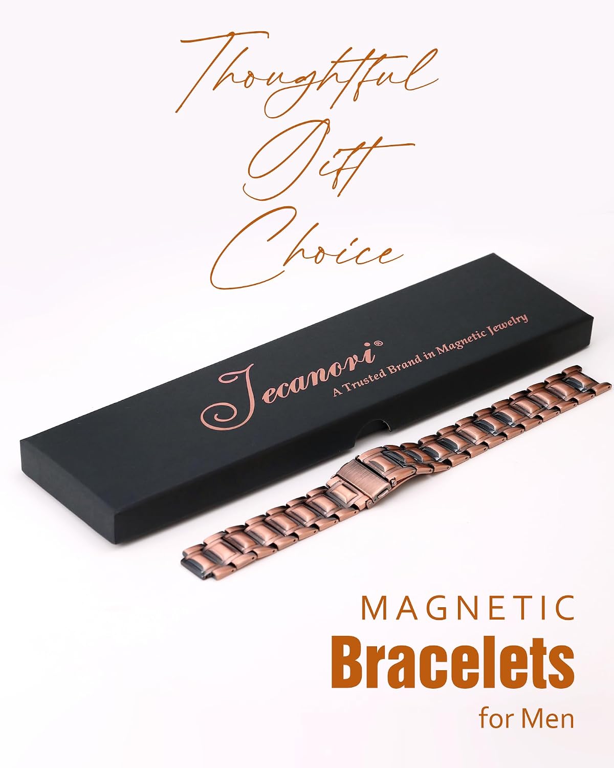 Jecanori Copper Bracelet for Men, Mens 6X Strength Magnetic Bracelet