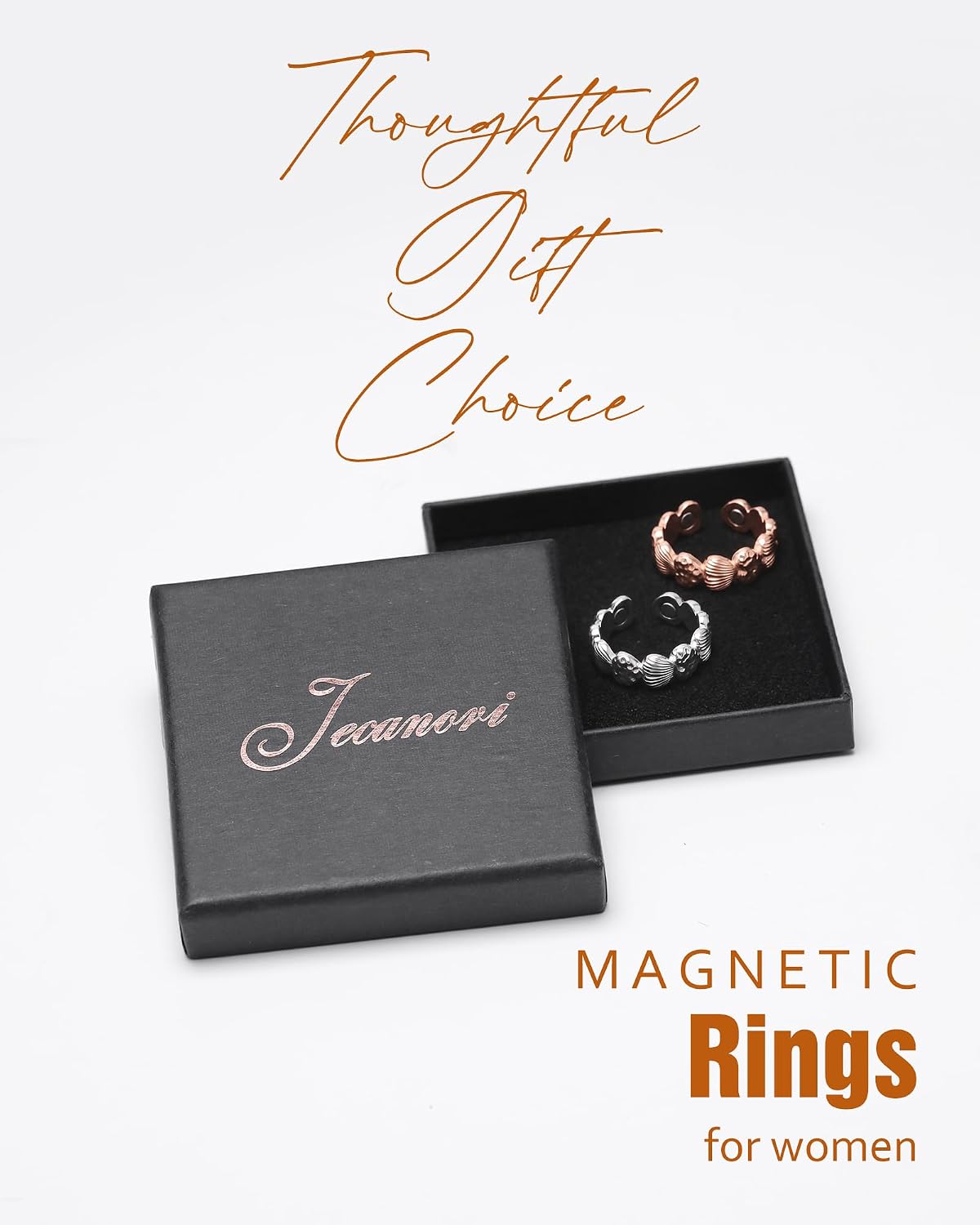 Jecanori 99.99% Pure Copper Rings for Women, 6X Strength Magnetic Ring