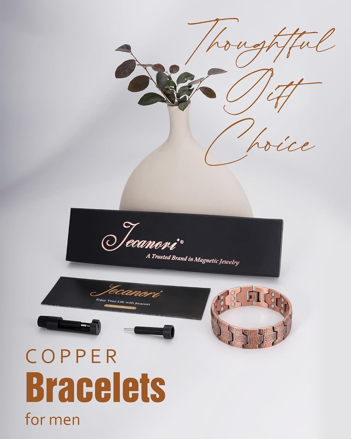 Jecanori 3X Strength Magnetic Copper Bracelets for Men