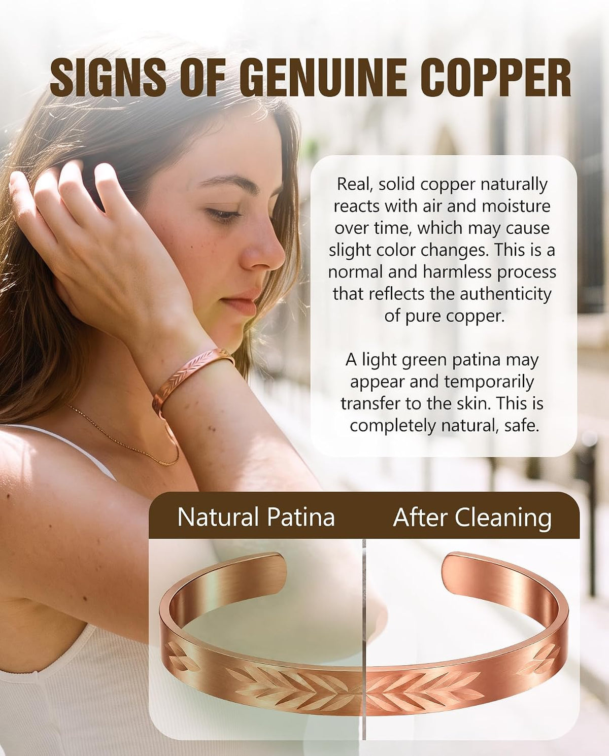 Pure Copper Bracelet & Ring for Women