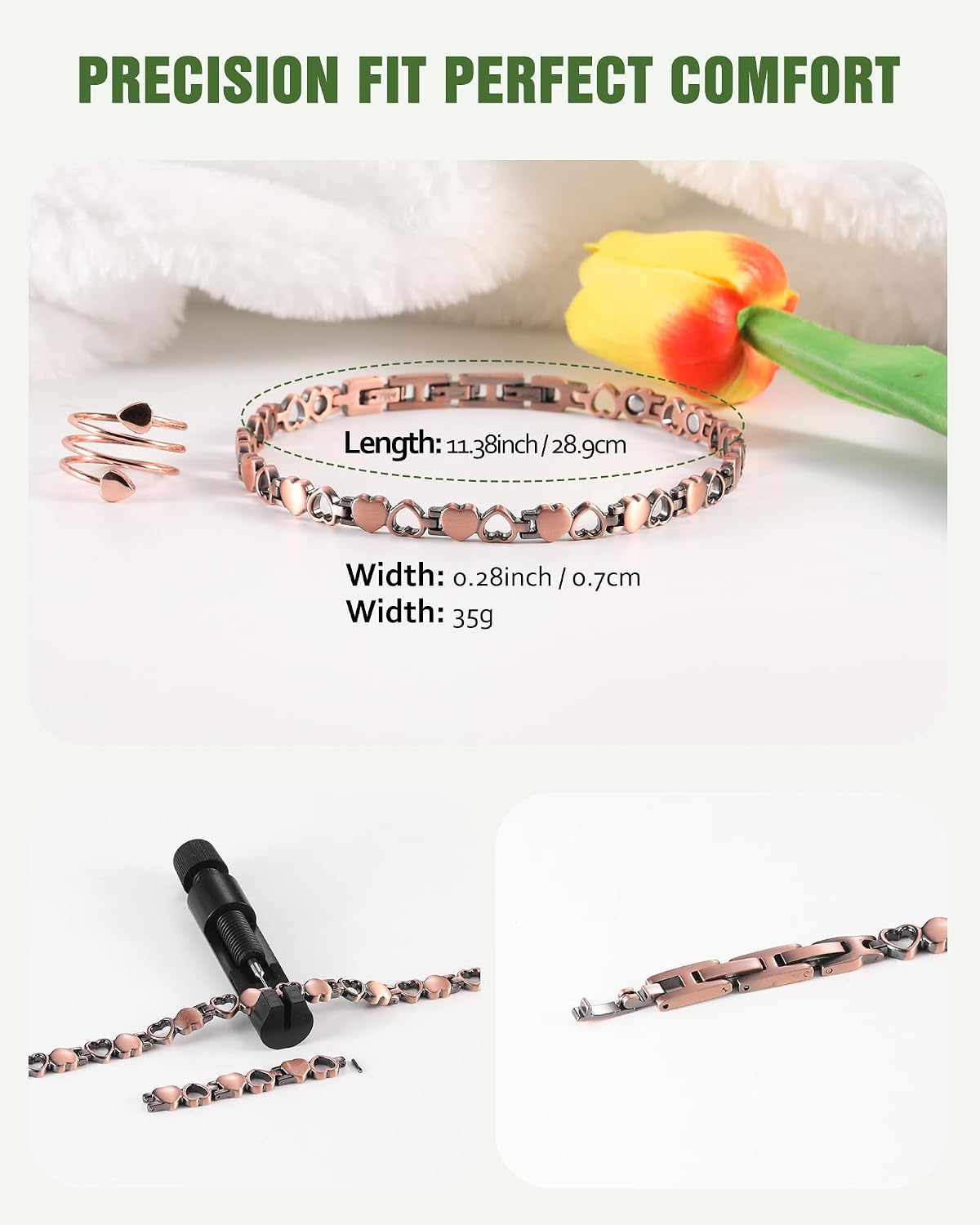 Jecanori Copper Anklet for Women, Lymphatic Drainage Copper Ring