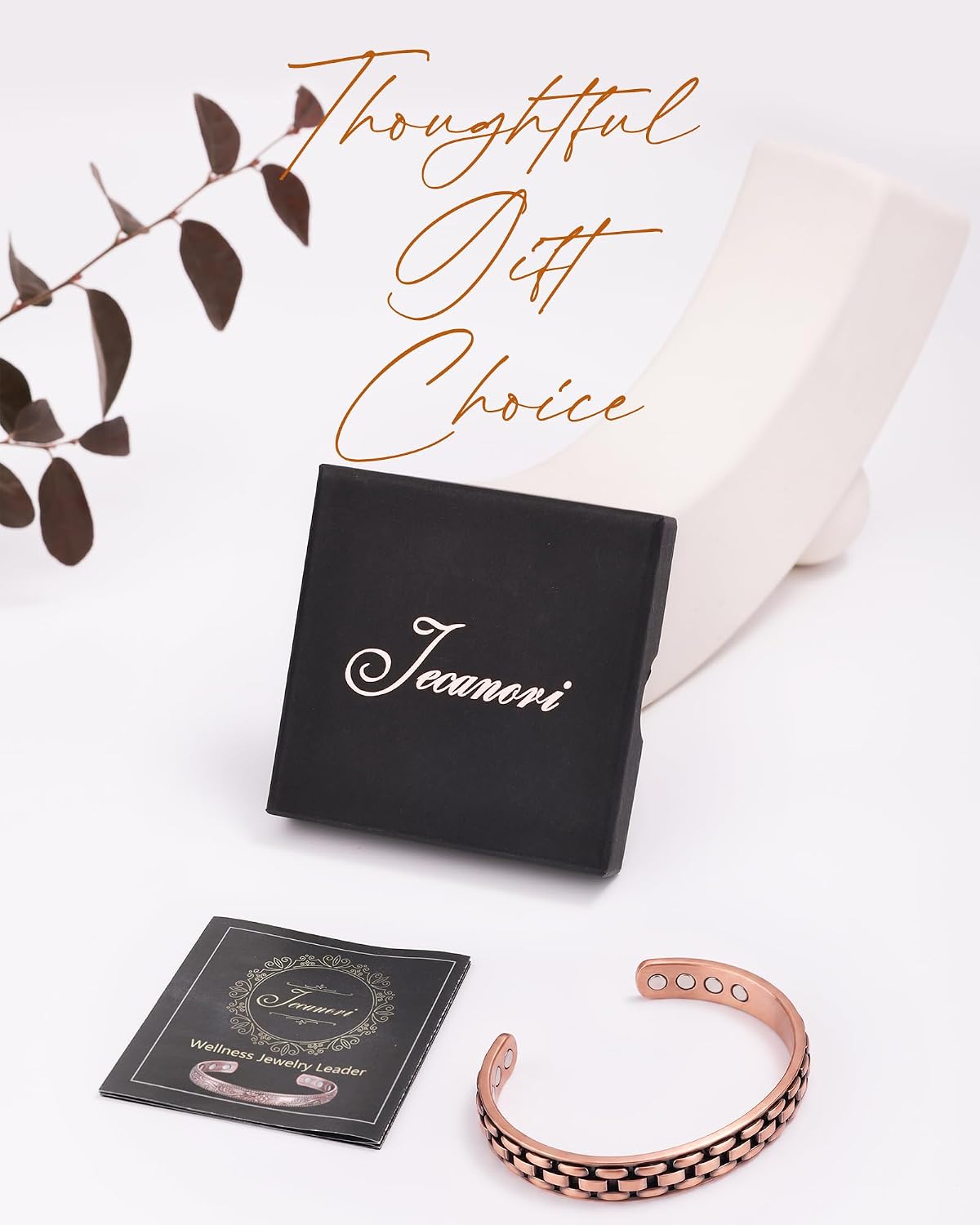 Jecanori Copper Cuff Magnetic Bracelets for Men & Women