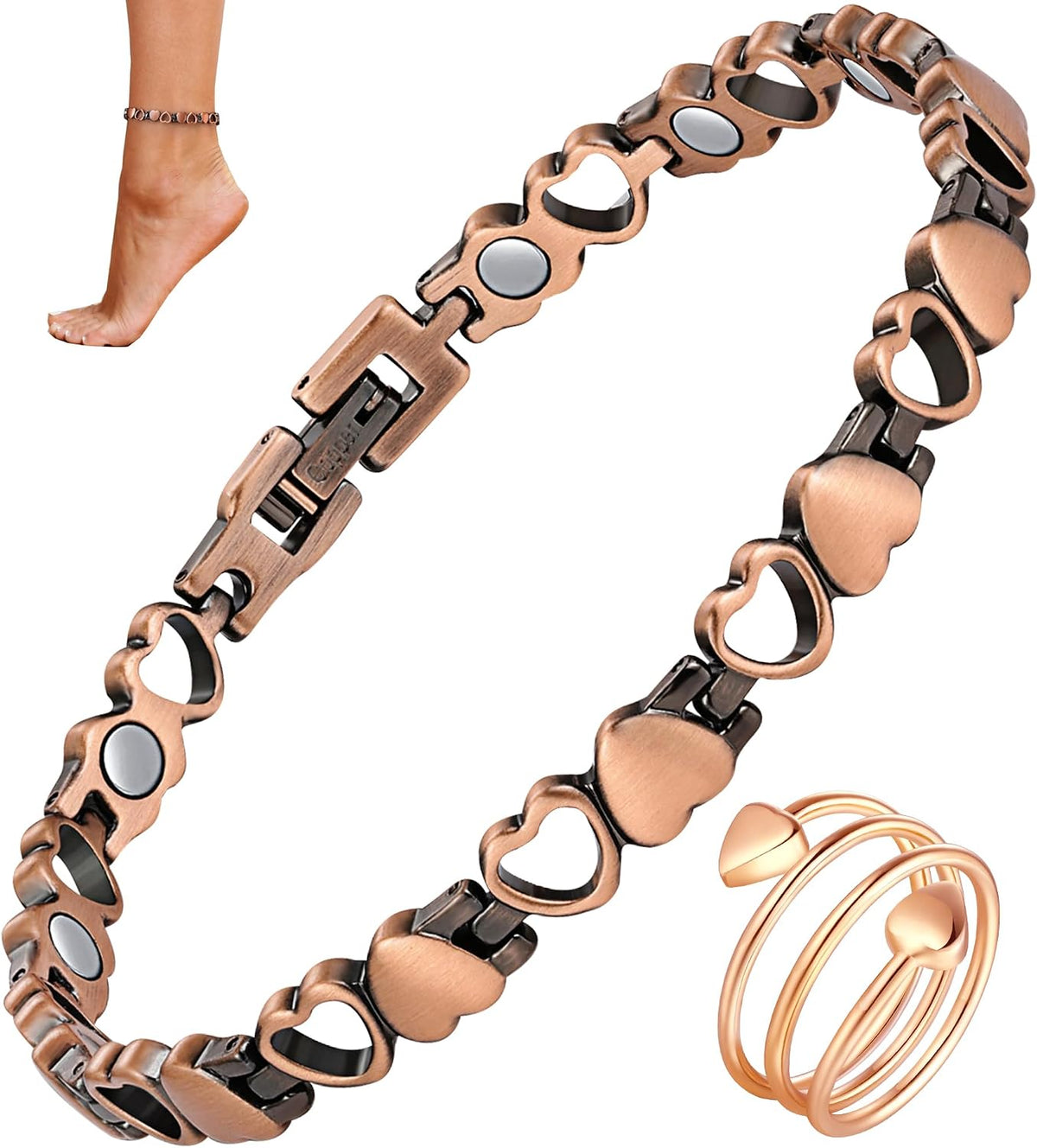 Jecanori Copper Anklet for Women, Lymphatic Drainage Copper Ring