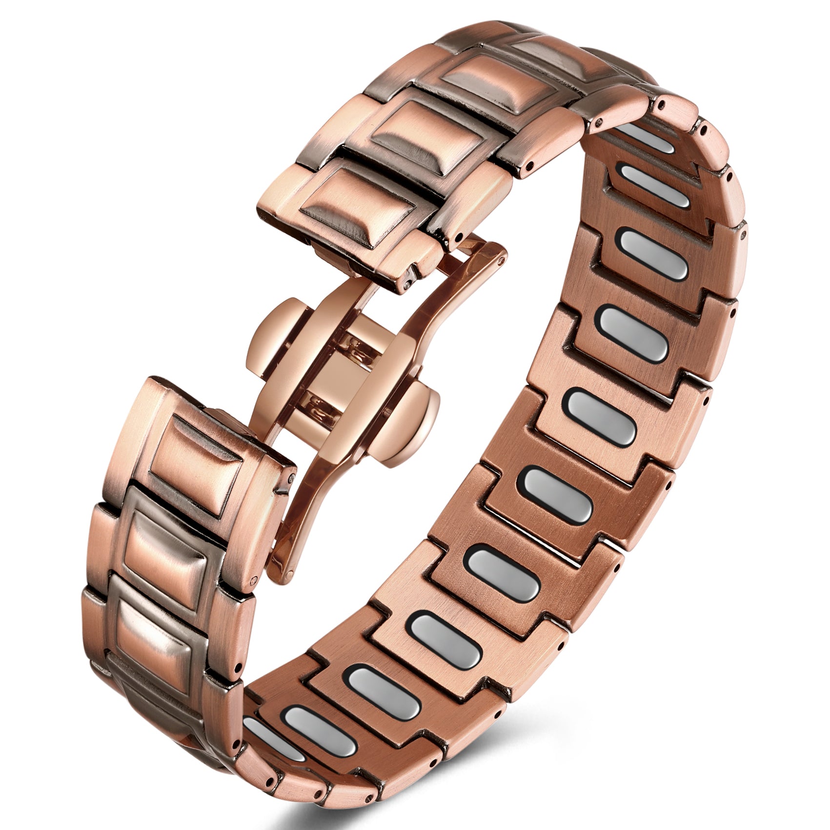 Jecanori Pure Copper Magnetic Bracelet for Men - Upgraded Magnets & Butterfly Clasp, Adjustable Length with Sizing Tool