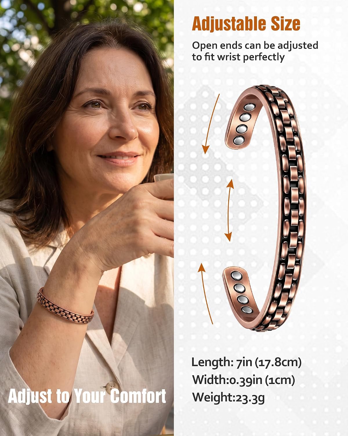 Jecanori Copper Cuff Magnetic Bracelets for Men & Women