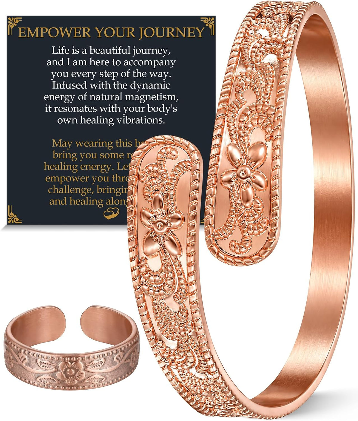 Jecanori Pure Copper Bracelet & Ring for Women