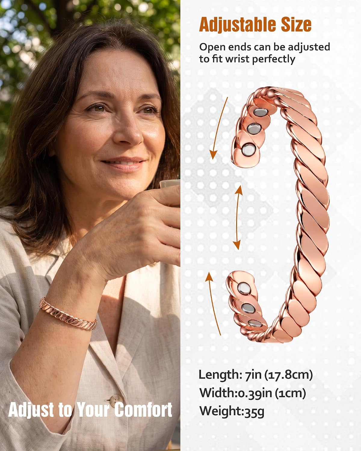 Jecanori 99.9% Pure Copper Magnetic Bracelets for Women & Men
