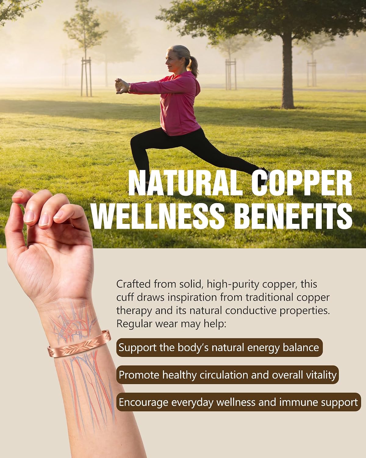 Pure Copper Bracelet & Ring for Women