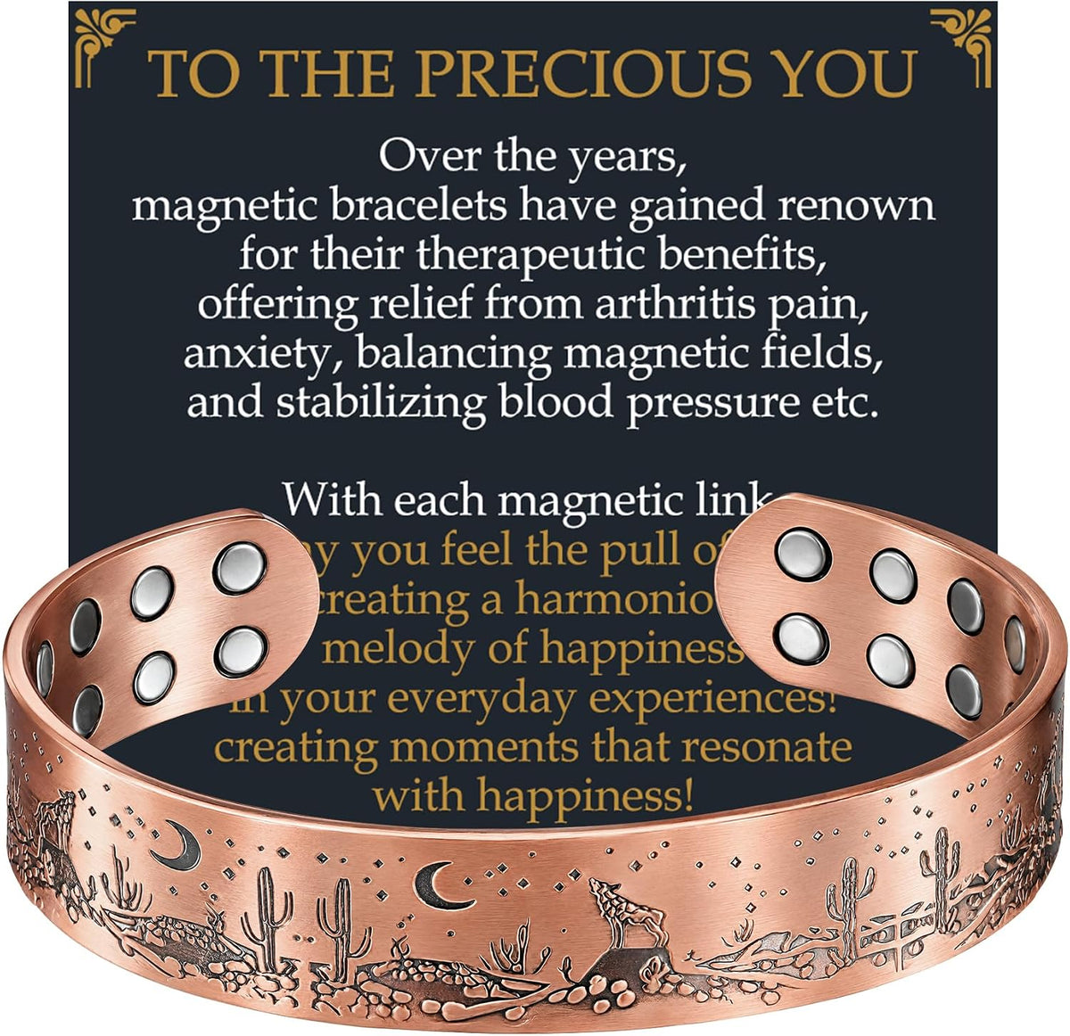 99% Pure Copper Magnetic Bracelet for Men with 20 Magnets
