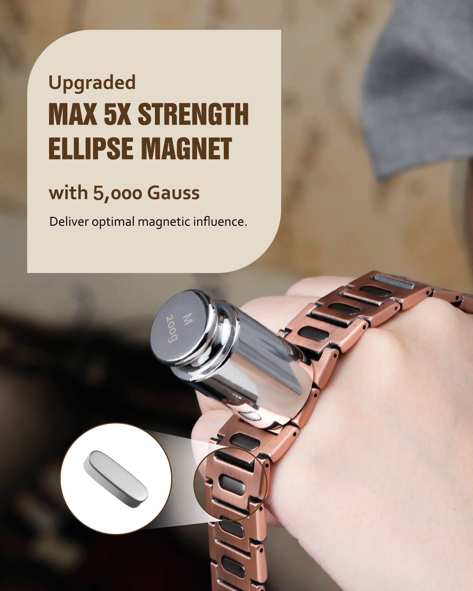 Jecanori Pure Copper Magnetic Bracelet for Men - Upgraded Magnets & Butterfly Clasp, Adjustable Length with Sizing Tool