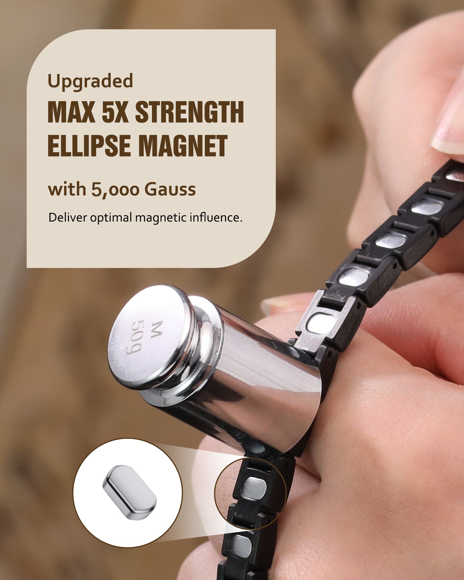 Jecanori 5X Strength Magnetic Bracelets for Women —Updated 5,000 Gauss Ellipse Magnets — Premium Butterfly Clasp & Adjustable Length