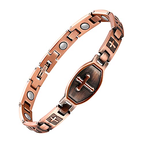 Jecanori Pure Copper Bracelets and Rings for Women,Magnetic Copper Bracelets,Valentine's Day Gifts with Sizing Tool(Liberty Series)
