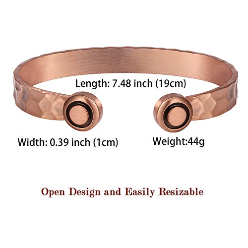 Jecanori 2Pcs Magnetic Lymph Detox Copper Bracelets for Women,Magnetic Lymphatic Drainage Bracelets 100% Copper Cuff Bangle Wristband Brazaletes with 3500 Gauss Magnet Jewelry Gifts