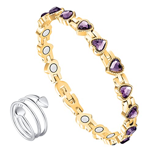 Jecanori Lymph Detox Magnetic Bracelet Ring for Women,Titanium Steel Magnetic Bracelet Wristband Brazaletes Magnetic Jewelry