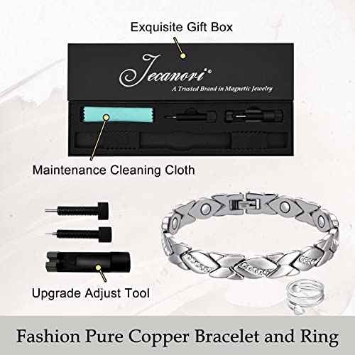 Pulseras magnéticas de cristal Jecanori para mujer, anillos de cobre para mujer, pulseras ajustables de acero de titanio