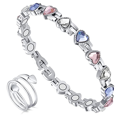 Jecanori Lymph Detox Magnetic Bracelet Ring for Women,Titanium Steel Magnetic Bracelet Wristband Brazaletes Magnetic Jewelry