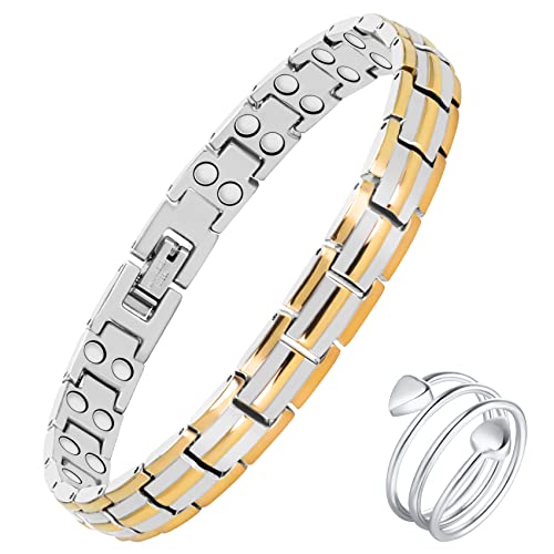 Pulseras magnéticas de cristal Jecanori para mujer, anillos de cobre para mujer, pulseras ajustables de acero de titanio