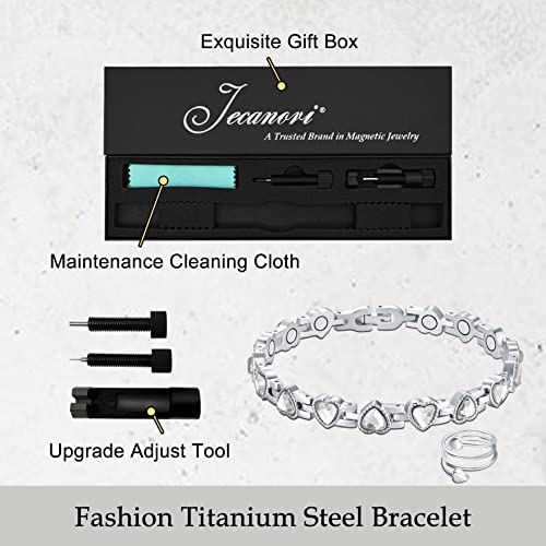 Jecanori Lymph Detox Magnetic Bracelet Ring for Women,Titanium Steel Magnetic Bracelet Wristband Brazaletes Magnetic Jewelry