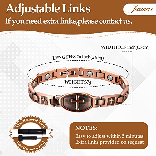 Jecanori Pure Copper Bracelets and Rings for Women,Magnetic Copper Bracelets,Valentine's Day Gifts with Sizing Tool(Liberty Series)