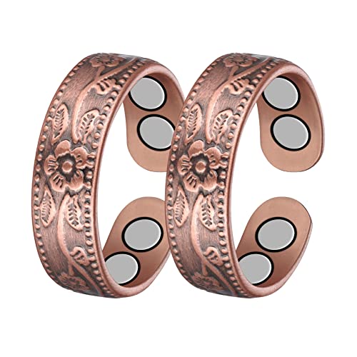 Jecanori Copper Rings for Women,Magnetic Ring Adjustable Love Heart Copper Rings,Christmas Jewelry Gift with Ring Box,Rings Gift