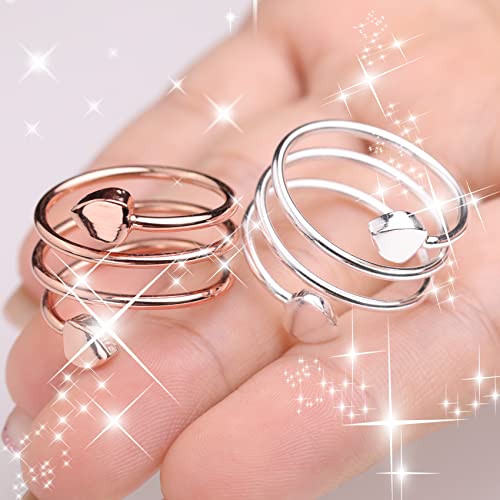 Jecanori Copper Rings for Women,Magnetic Ring Adjustable Love Heart Copper Rings,Christmas Jewelry Gift with Ring Box,Rings Gift